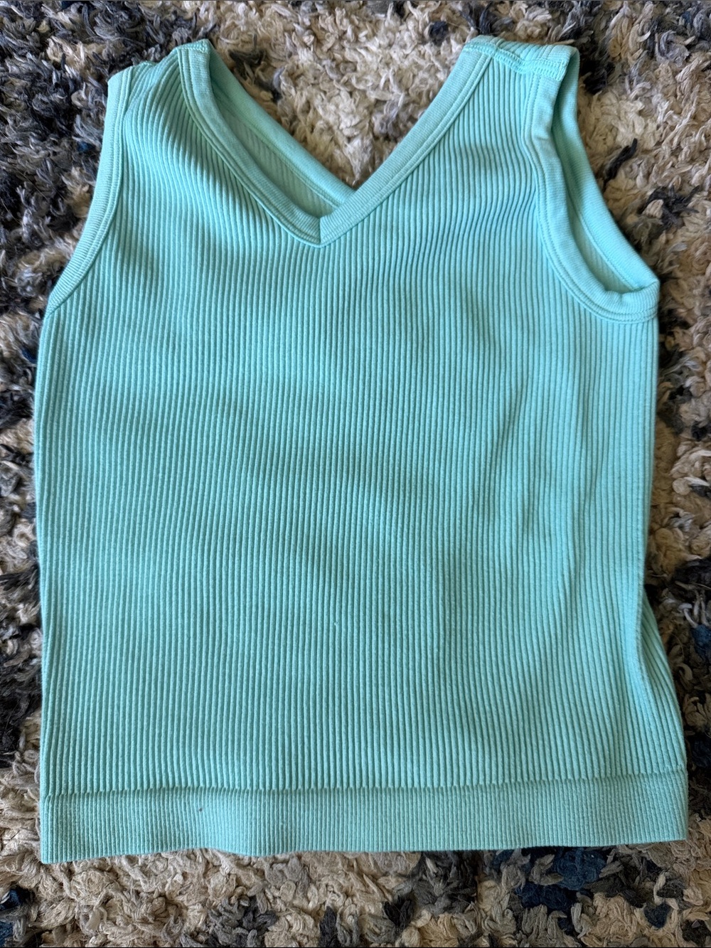 Ribbed V‑Neck Tank Top in Mint